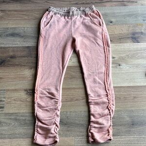 Free People Pink Ruched Track Pants
